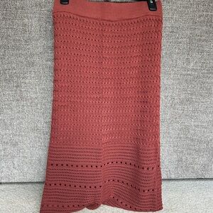 DownEast Crochet Sweater Midi Skirt Brick Terracotta Knit Medium